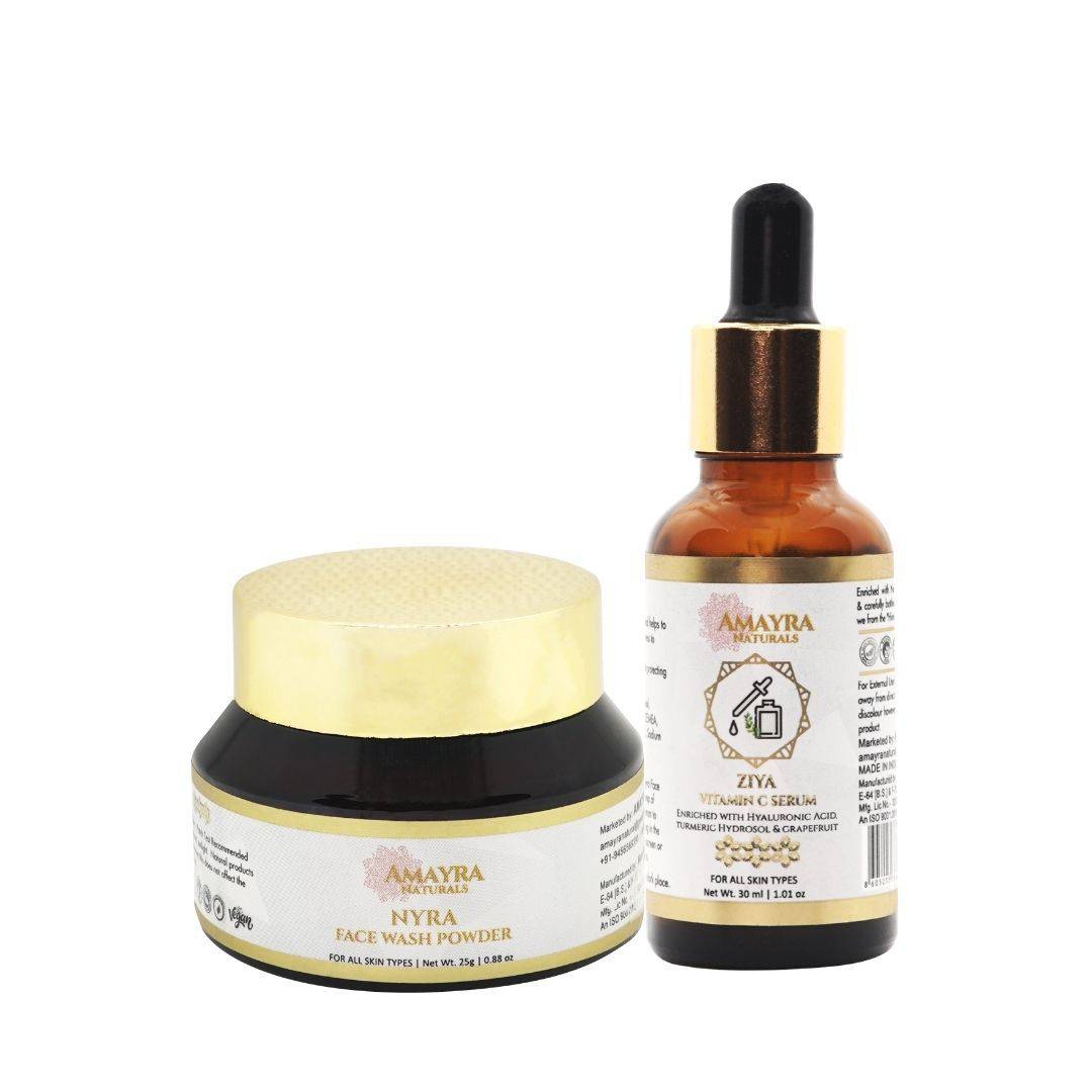 Vitamin C Skin Booster Bundle - 15% Vitamin C Serum, Brightening Face Wash Powder [3-In-1]