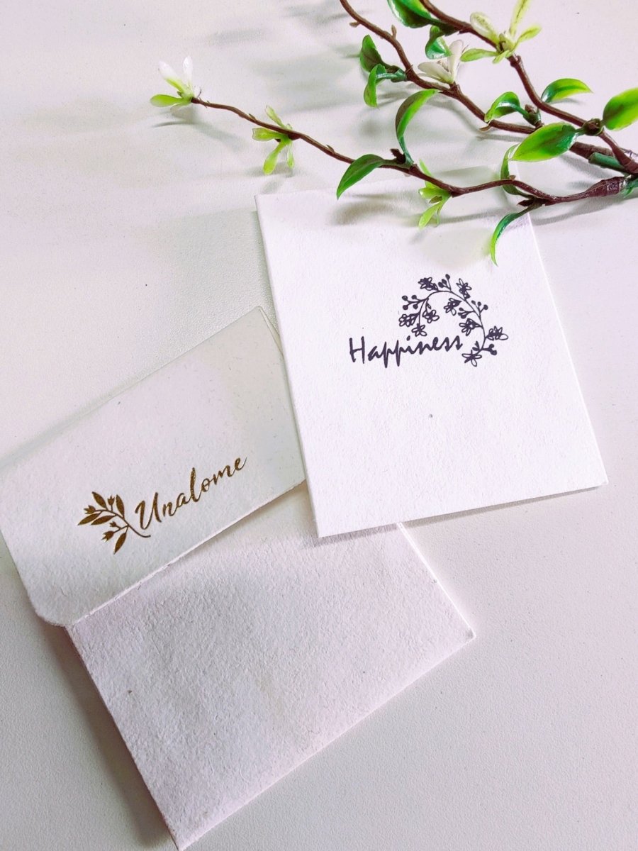 Wish Cards in Organic Cotton Rag paper- Happiness White