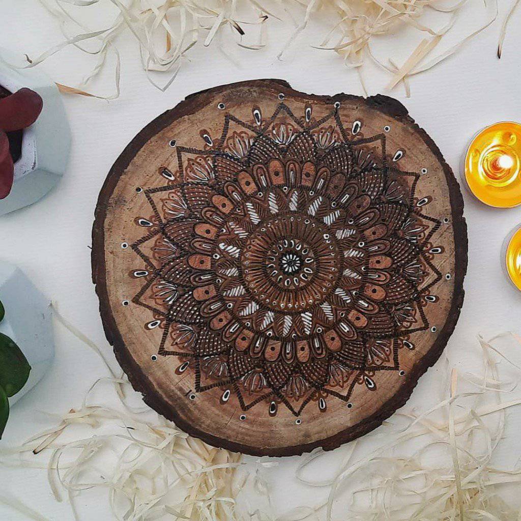 Wooden Decorative Hand-Painted Wall Plate