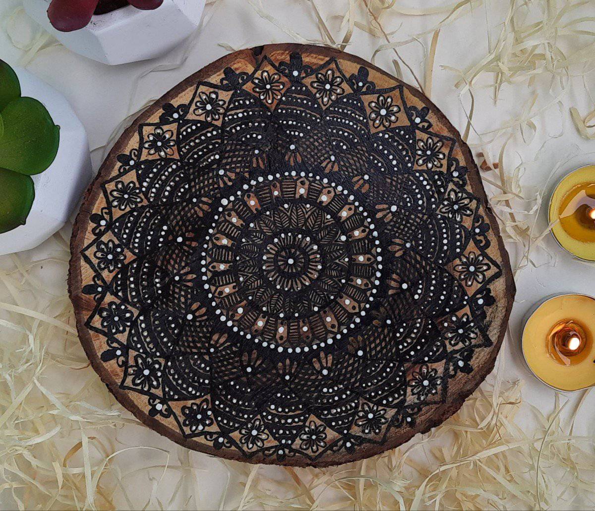 Wooden Decorative Hand-Painted Wall Plate