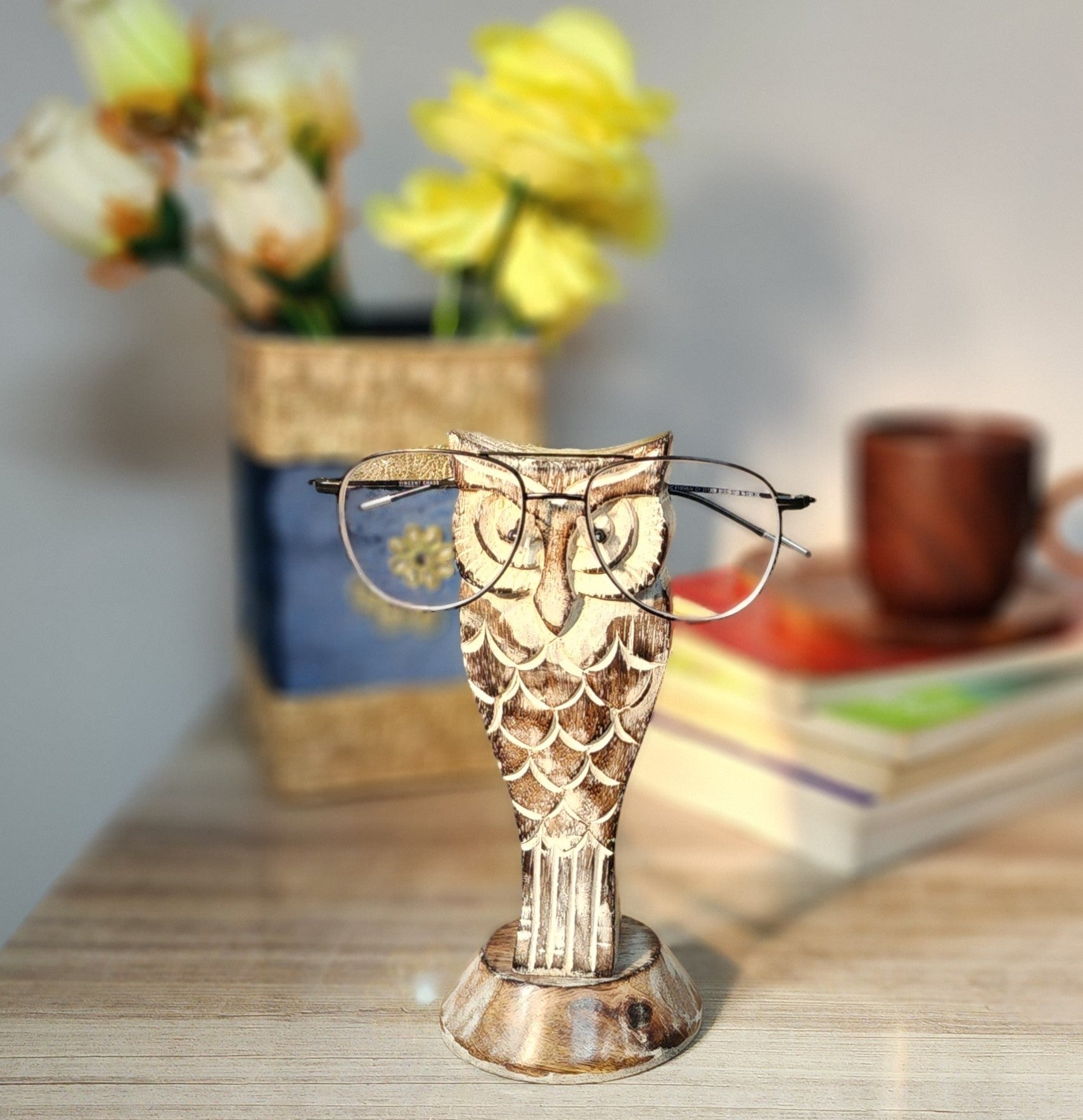 Wooden Handmade Owl Shaped Specs Holder