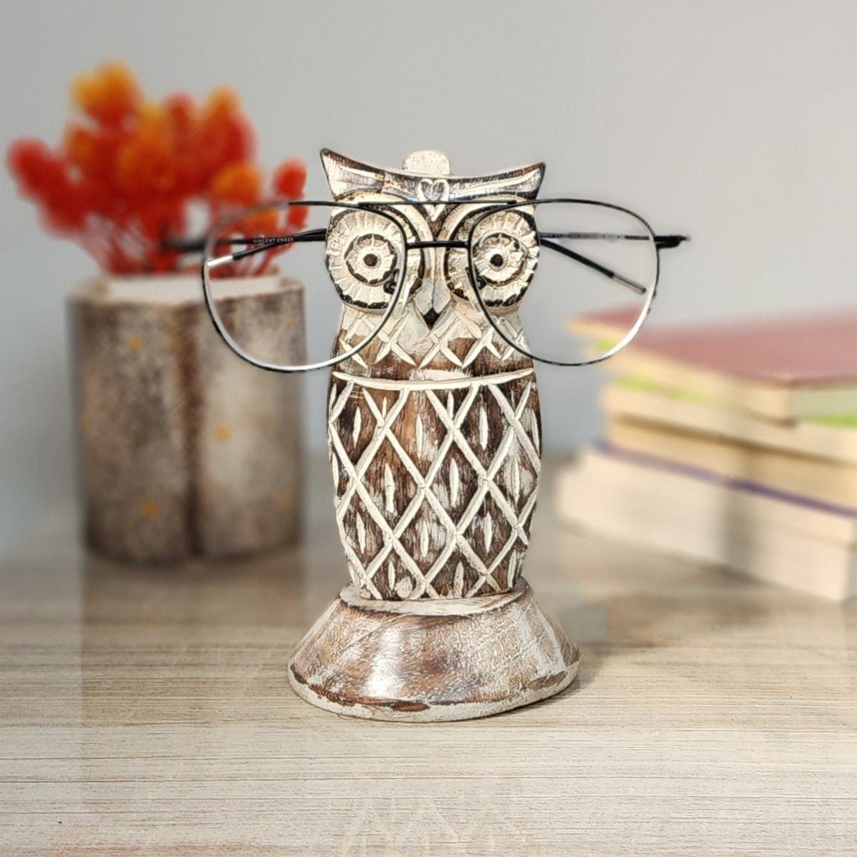 Wooden Nose Shaped Eyeglass Holder Stand (OWL)