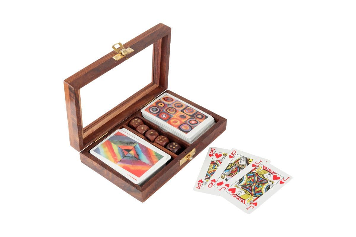 Playing Cards- Set of 2 in Handmade Wooden Storage Box