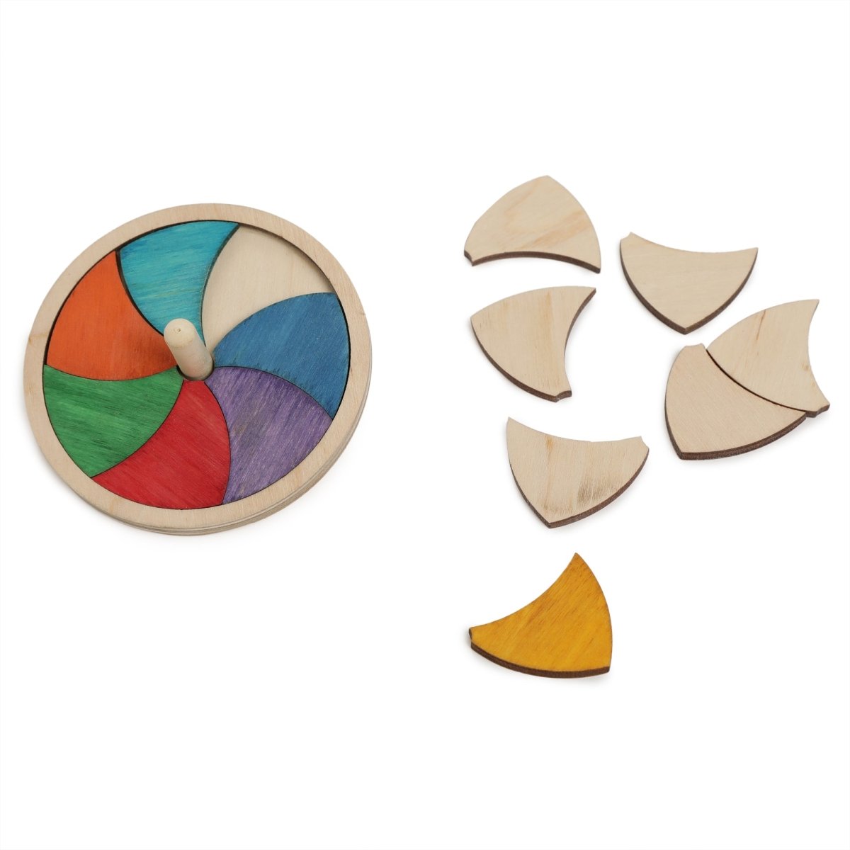 Wooden Rainbow Puzzle DIY Spinning Top ( 16 pieces)