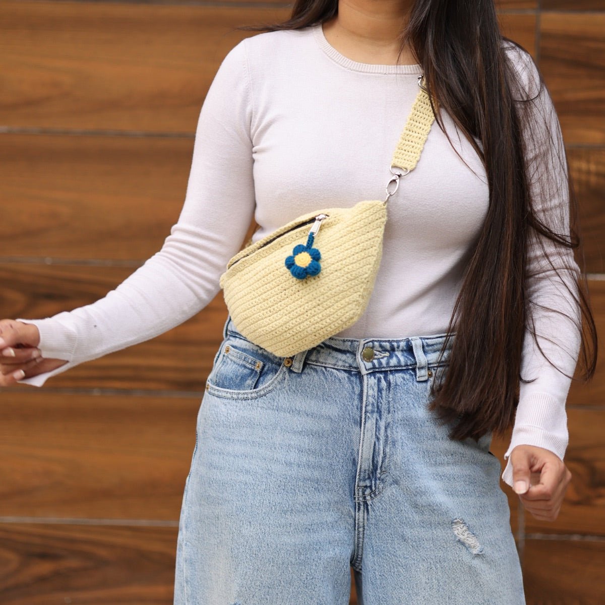 Yellow Crochet Fanny Pack Bag