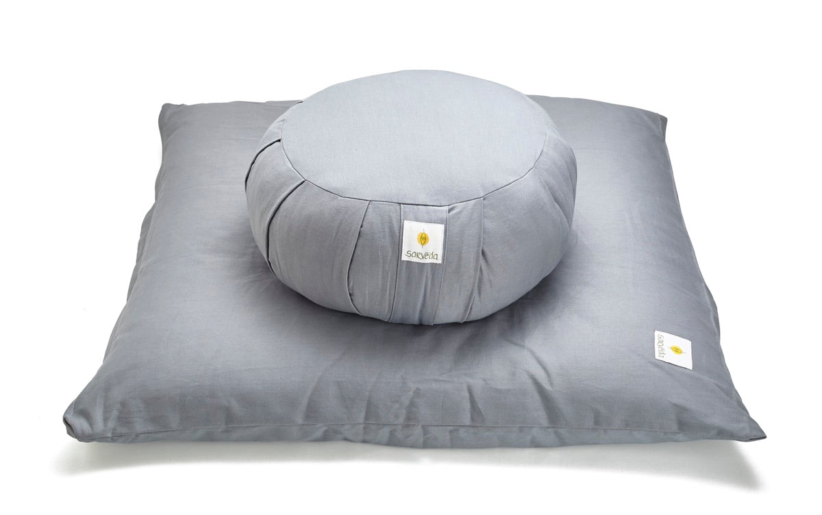 Zafu-Zabuton Meditation & Zen Cushion Combo- Grey